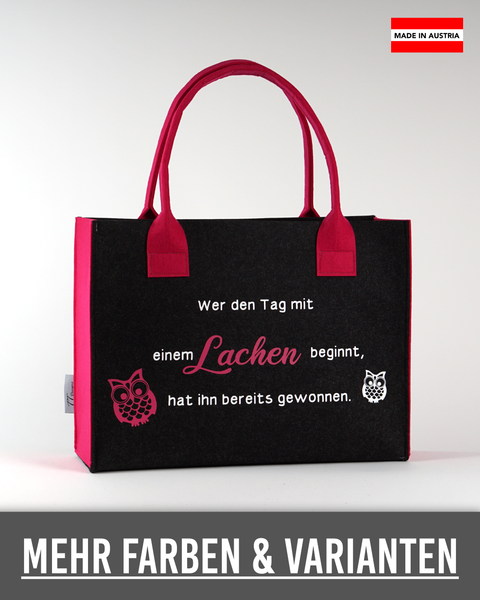 Filz Tasche (018_Wer den Tag mit einem Lachen beginnt)