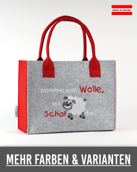 Filztasche "Komme was Wolle, ich Schaf das!" – Größen S/M/L