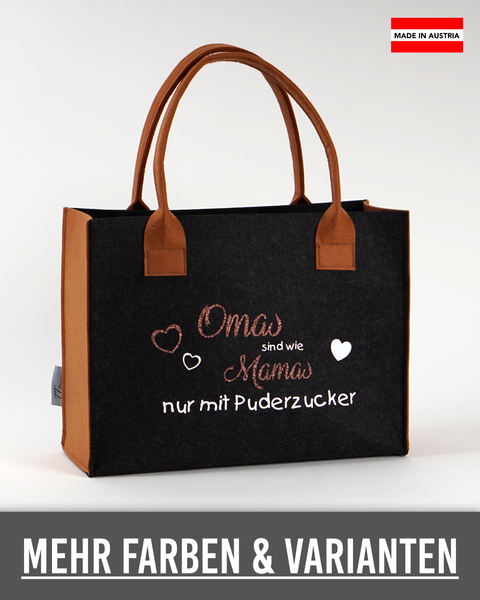 Filztasche "Omas sind wie Mama's, nur mit Puderzucker" – Größen S/M/L