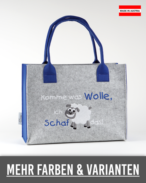 Filztasche "Komme was Wolle, ich Schaf das!" – Größen S/M/L