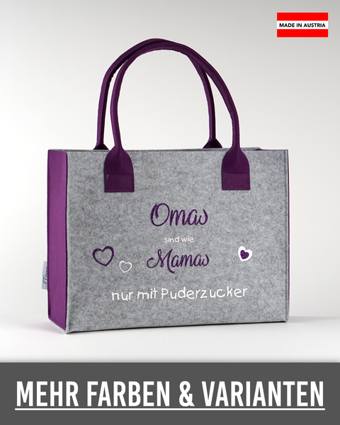 Filztasche "Omas sind wie Mama's, nur mit Puderzucker" – Größen S/M/L