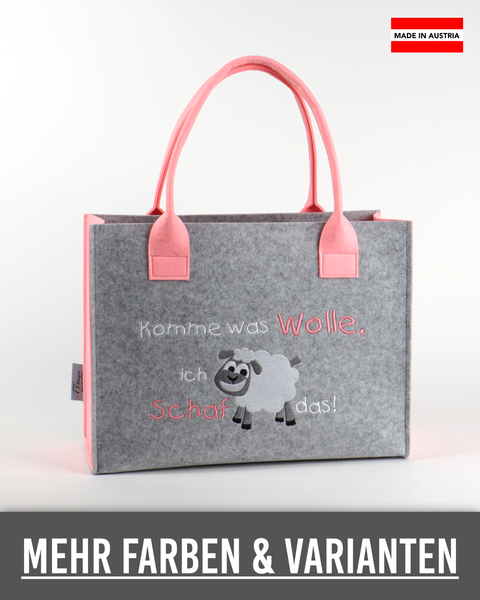 Filztasche "Komme was Wolle, ich Schaf das!" – Größen S/M/L