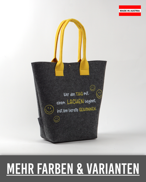 Filz Tasche Shopper (Wer den Tag mit einem Lachen...)